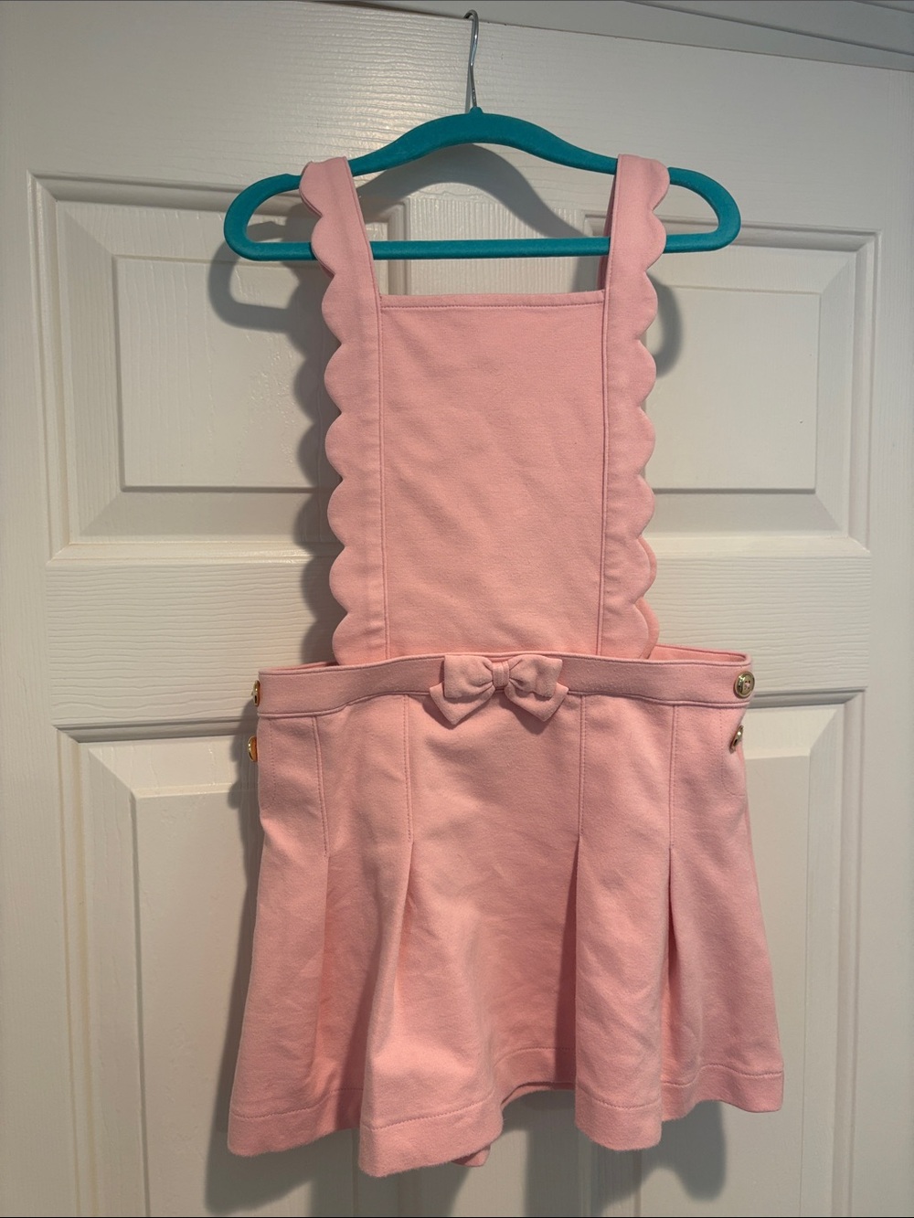 Gymboree Light Pink Scalloped Suspender Skirt with Bow Accent